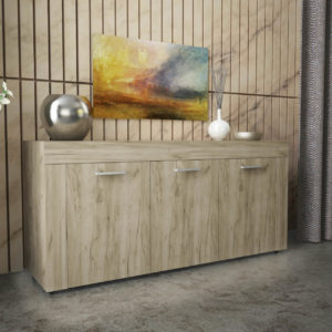 Sideboard with 3 Doors & 3 Shelves in Grey Oak Color