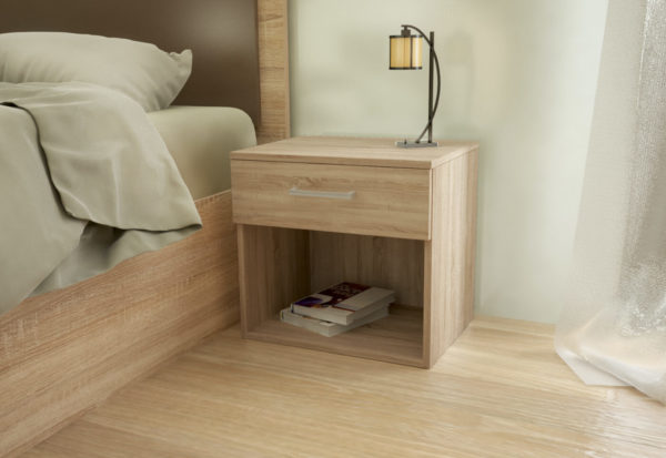 Night Stand With Drawer & Open Space in Natural Oak Color