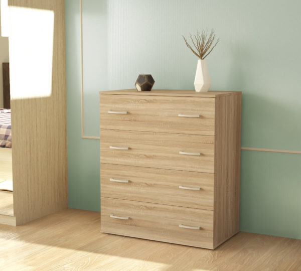 Chest Of 4 Drawers In Natural Oak Color