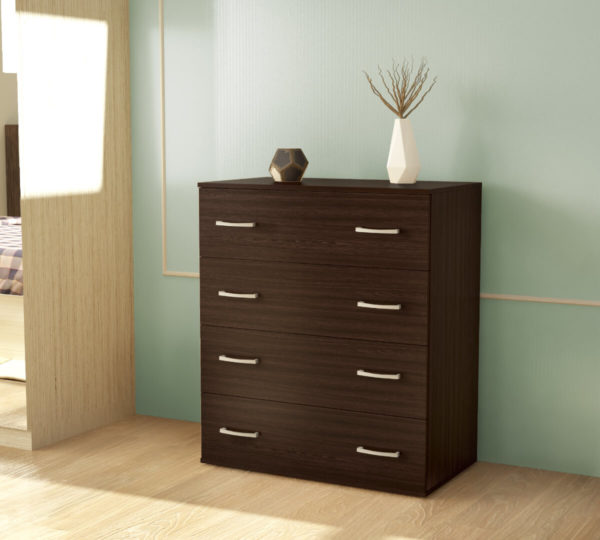 Chest Of 4 Drawers Dark Brown Color
