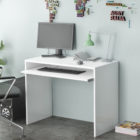 White office desk with Adjustable Keyboard Shelf