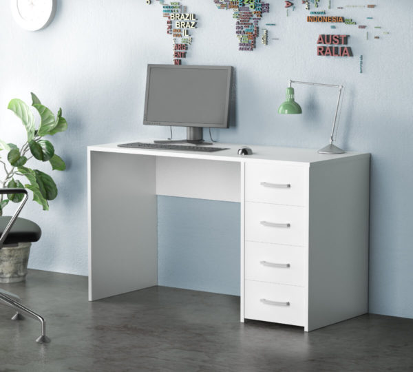 White office desk with 4 Drawers