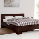 King Size Bed in Dark Brown Color Including Solid Wooden Slats