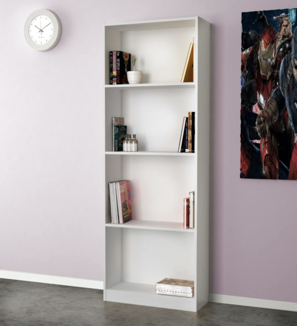 Open Bookcase In White Matt Color