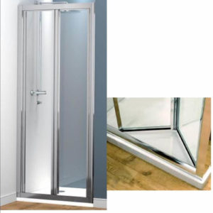 Bi-Folds Adjustable shower cubicles 6mm tempered Clear Glass, 113-118cm