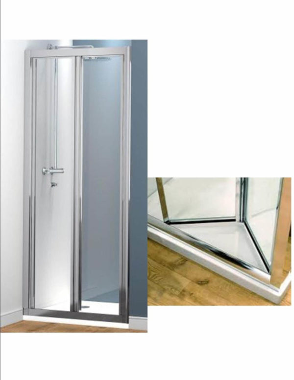 Bi-Folds Adjustable shower cubicles 6mm tempered Clear Glass, 113-118cm