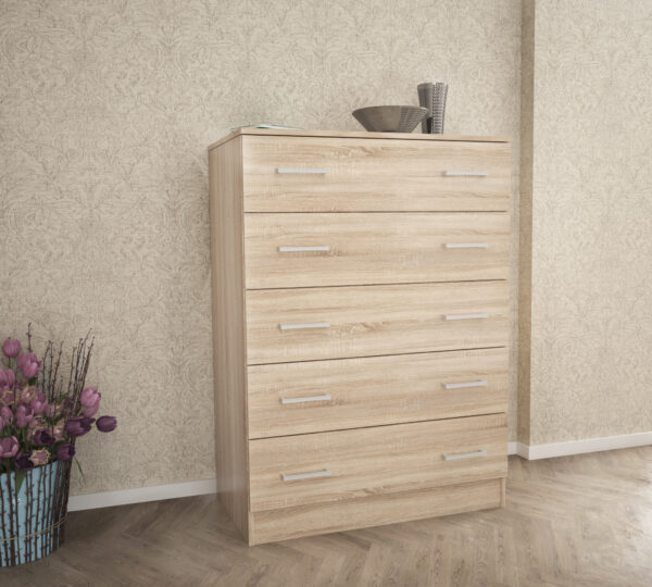 Chest Of 5 Drawers In Natural Oak Color
