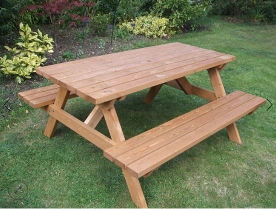 Outdoor Wooden Picnic Table Fits 6, Wooden Picnic Table Outdoor